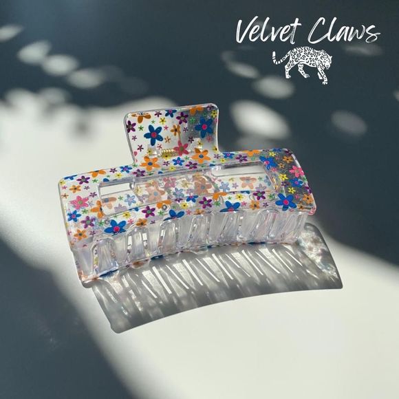 Velvet Claws Hair Clip | The Crystal in Hippie Flowers - Picture 1 of 5